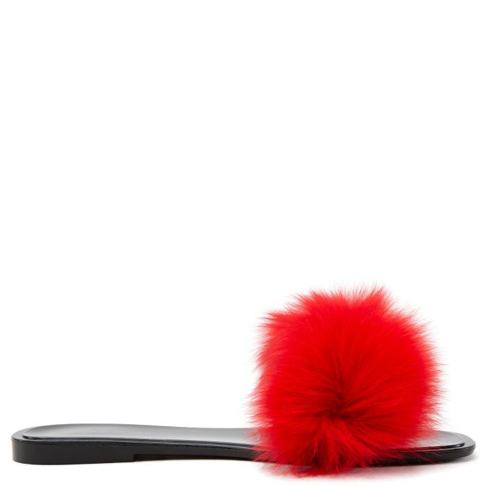 Jackie Faux Fur Jelly Flat Sandals