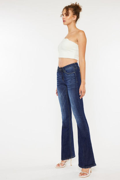 Shay Mid Rise Dark Wash Flare Leg Jeans