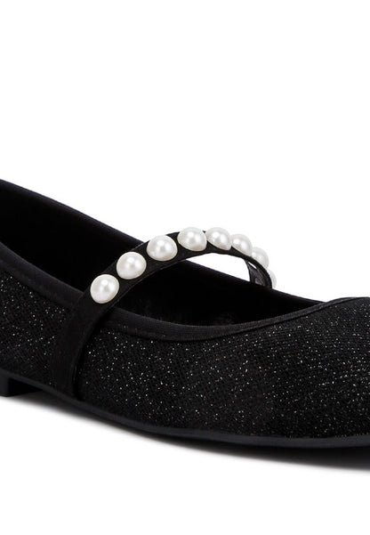 Swan Pearls Embellished Ballerina Flats