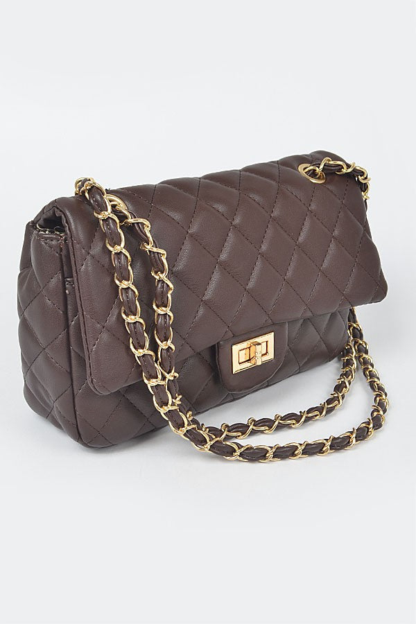 Laurea Quilted Faux Leather Convertible Chain Strap Crossbody Bag