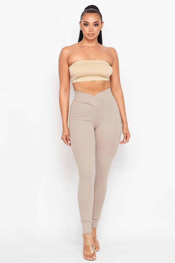 Not So Basic V Waist Skinny Ponte Leggings