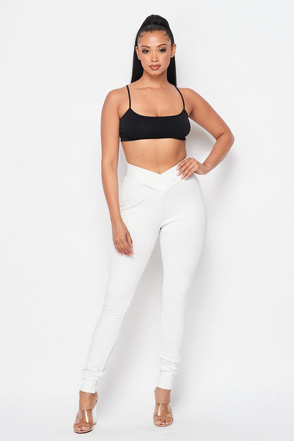 Not So Basic V Waist Skinny Ponte Leggings