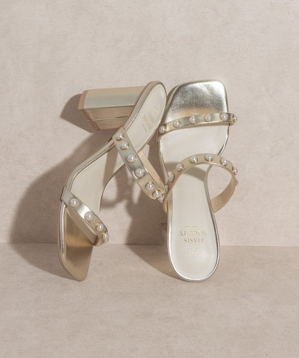 OASIS SOCIETY Victoria - Pearl Strap High Heel Mules