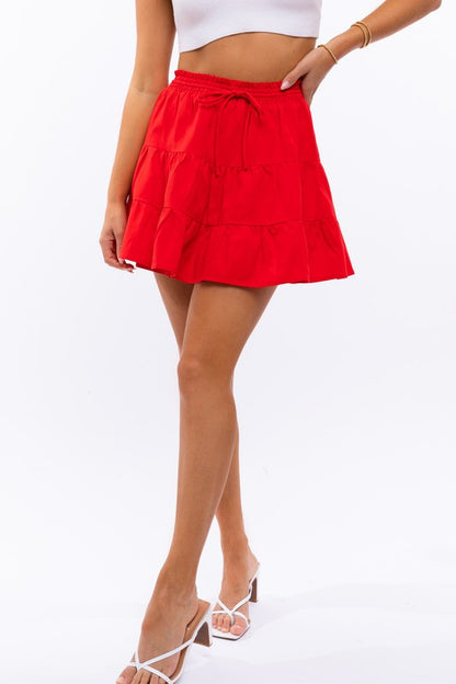 Savannah Smocked Waist Flare Tiered Mini Skirt