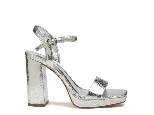 Merengue Ankle Strap Textured High Heel Sandals