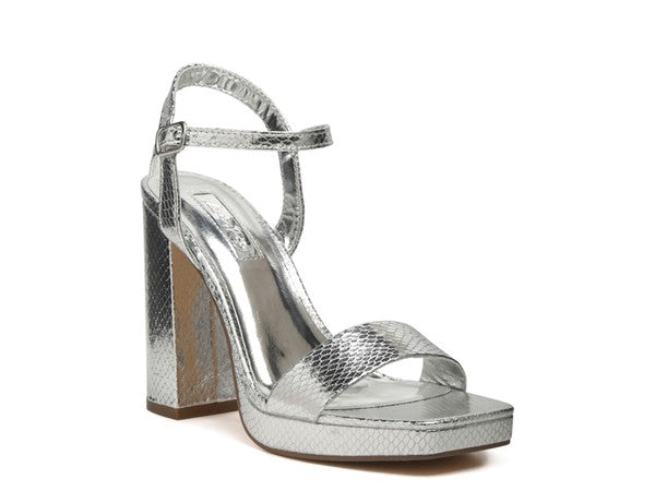 Merengue Ankle Strap Textured High Heel Sandals