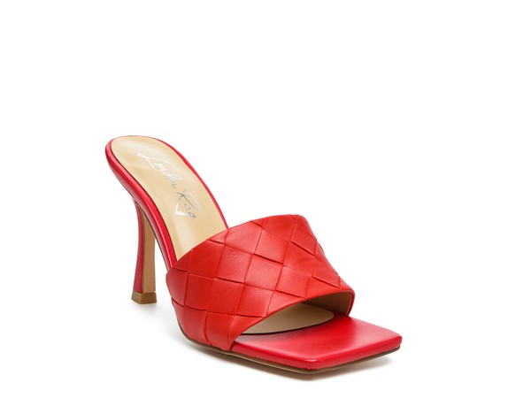 Carmen Woven Square Toe High Heel Mule Sandals