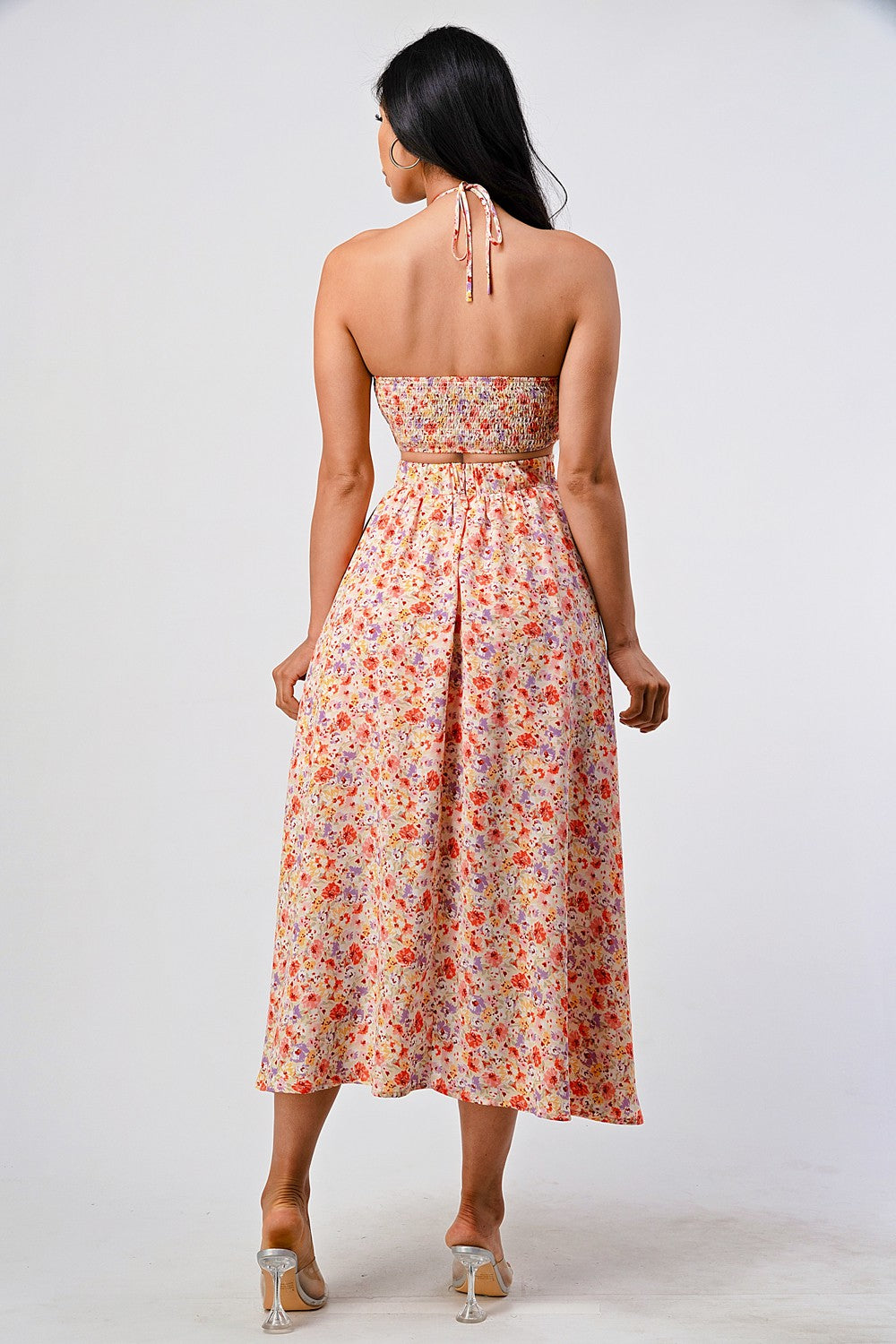 Marlo Floral Print Cutout Halter Maxi Dress