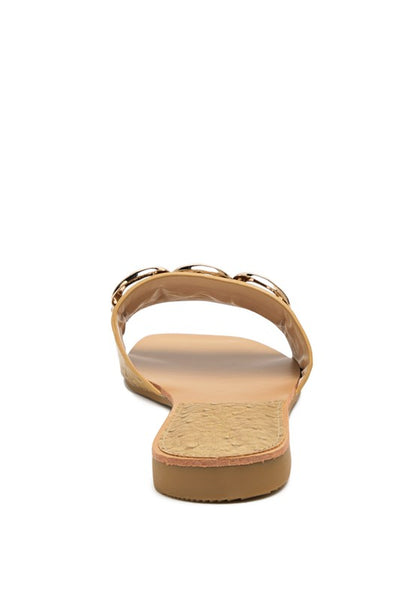 Madeleine Multi Gold Buckle Decor Flat Sandals