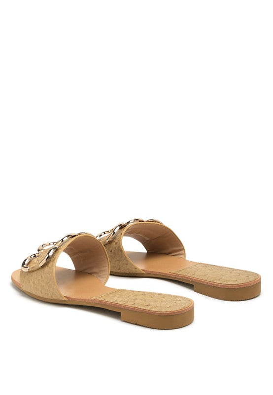 Madeleine Multi Gold Buckle Decor Flat Sandals