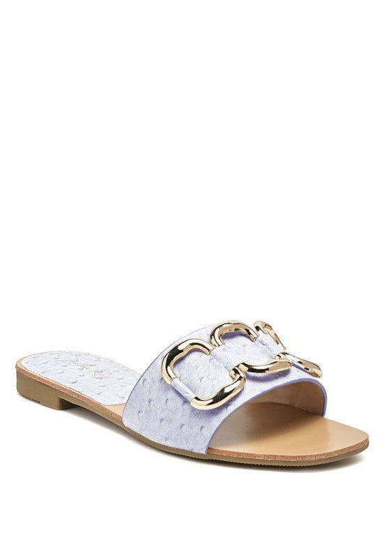 Madeleine Multi Gold Buckle Decor Flat Sandals