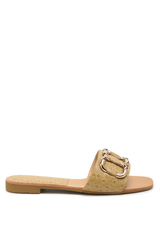 Madeleine Multi Gold Buckle Decor Flat Sandals