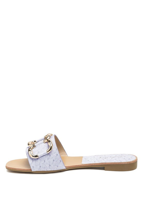 Madeleine Multi Gold Buckle Decor Flat Sandals