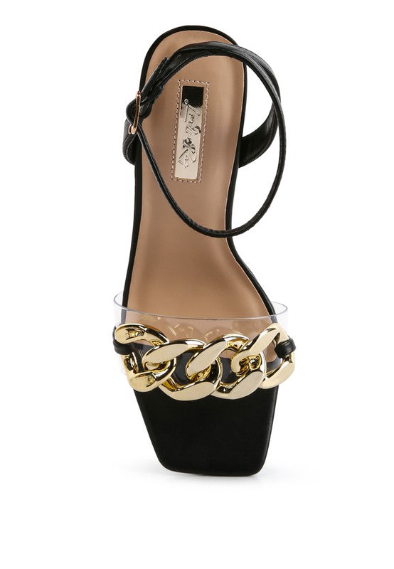 Makayla Gold Chain Detail High Heel Sandals