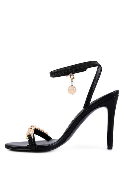 Jenny Gold Chain Decor High Heel Sandals