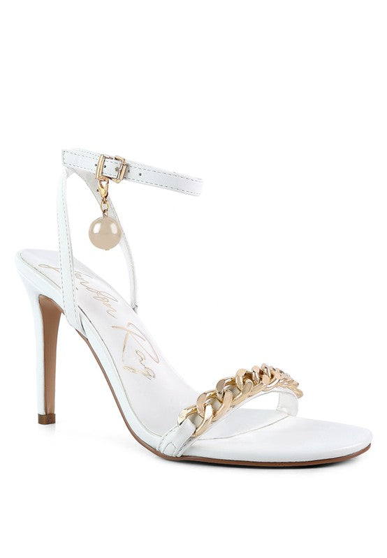 Jenny Gold Chain Decor High Heel Sandals