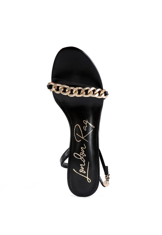 Jenny Gold Chain Decor High Heel Sandals