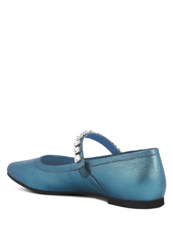 Aryane Metallic Leather Mary Jane Ballerinas Flats