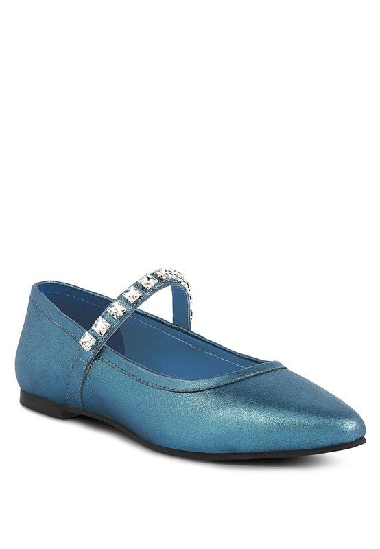 Aryane Metallic Leather Mary Jane Ballerinas Flats