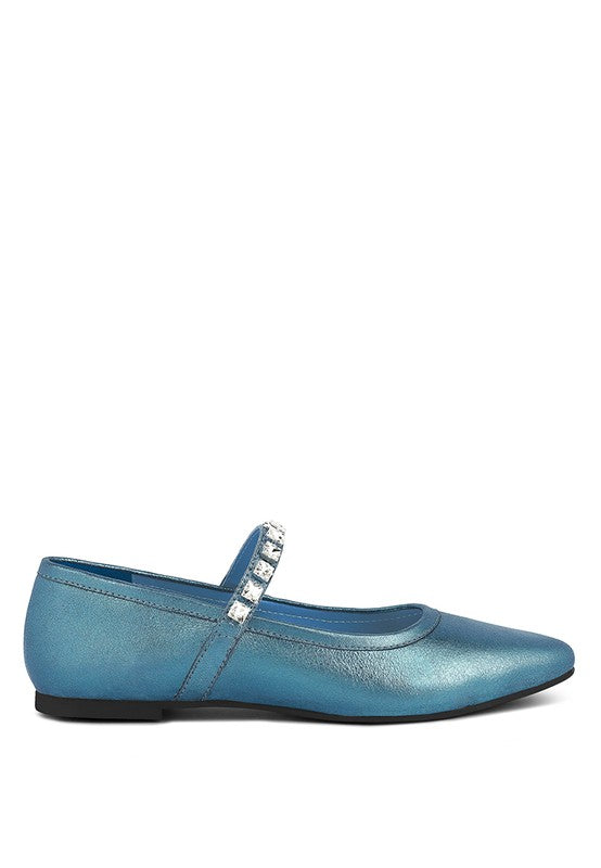 Aryane Metallic Leather Mary Jane Ballerinas Flats