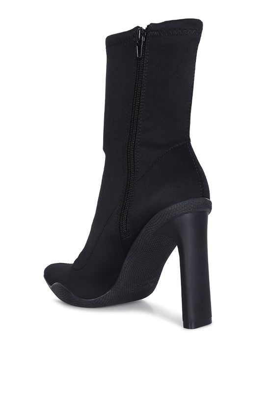 Tanique Pointed Toe Stiletto Knit Ankle Boots