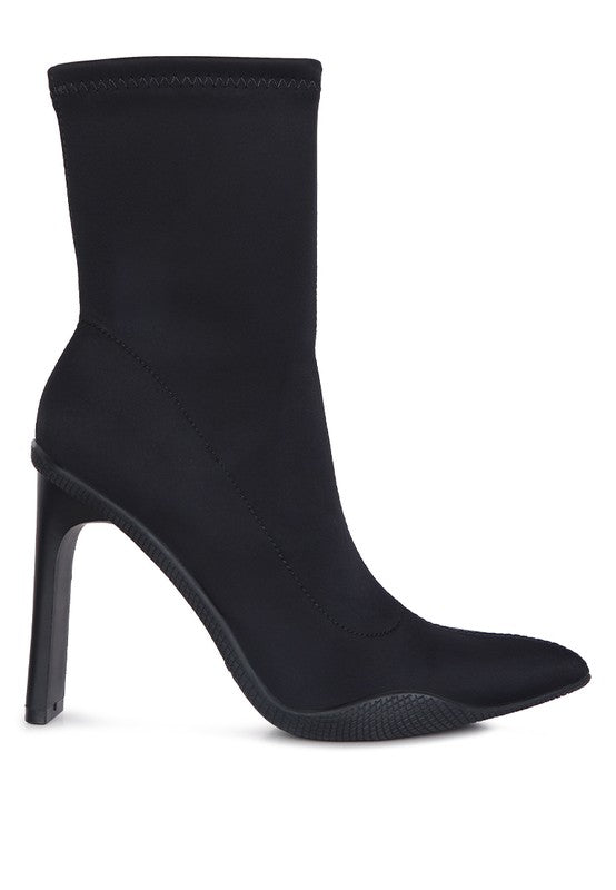 Tanique Pointed Toe Stiletto Knit Ankle Boots