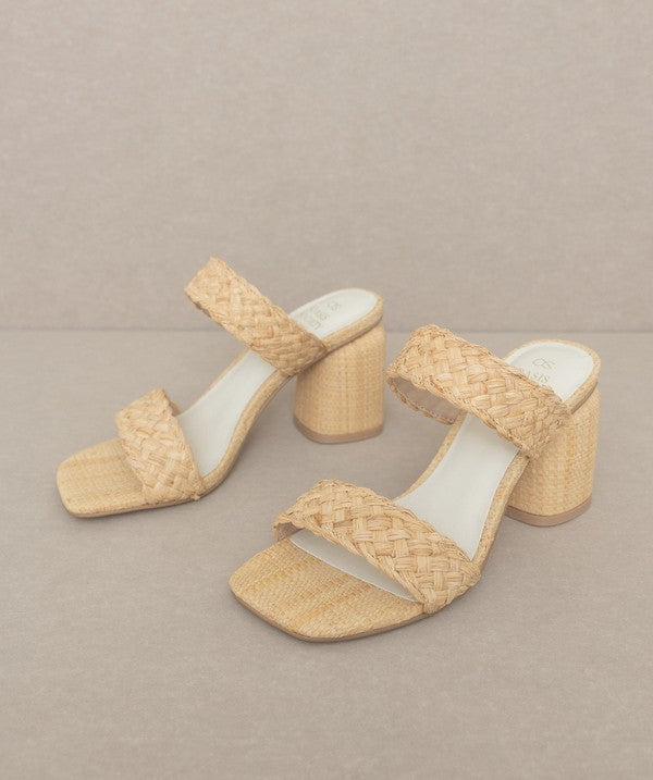 Oasis Society Kayla - Braided Natural Raffia High Heel Sandals