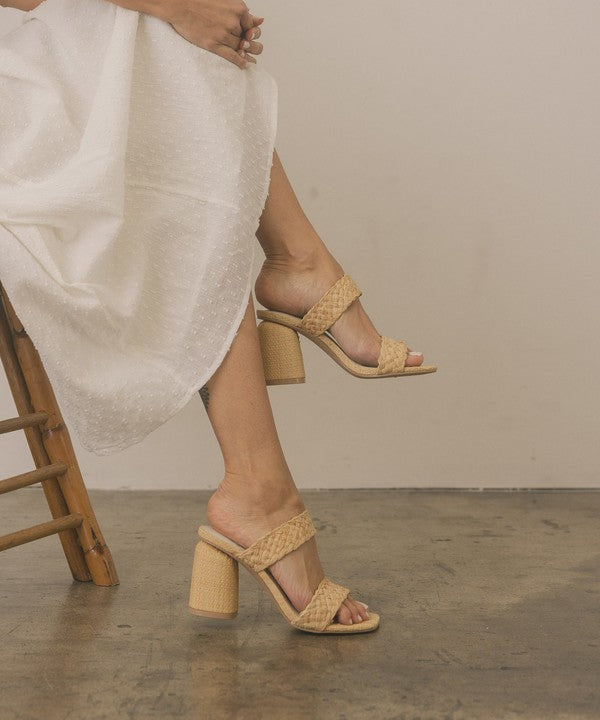 Oasis Society Kayla - Braided Natural Raffia High Heel Sandals