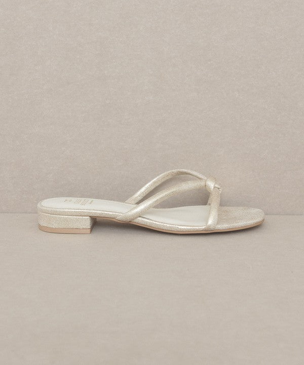 Oasis Society Ada - Knot Detail Shimmer Flat Sandals