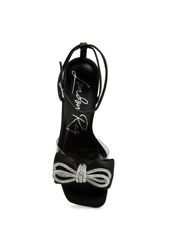 Megan Rhinestones Bow Ankle Strap High Heel Sandals