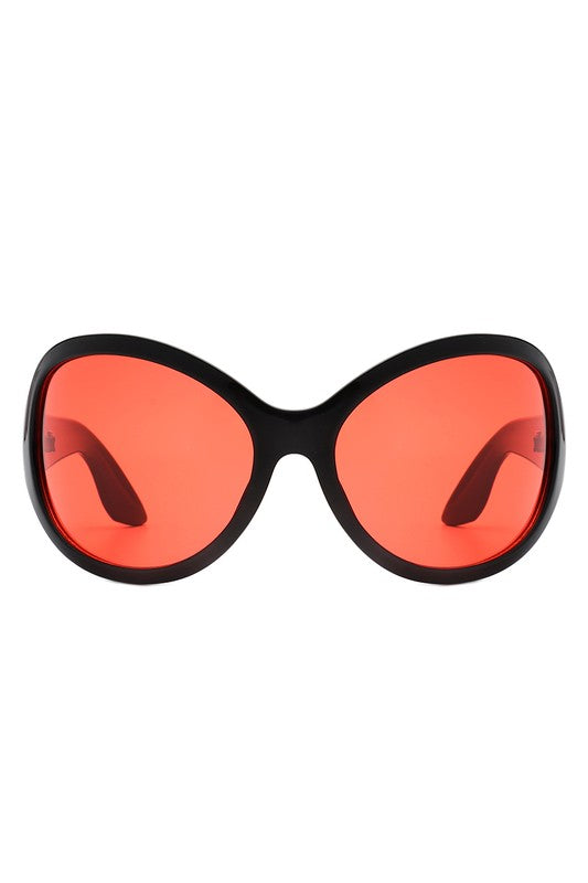 Oversized Round Wraparound Fashion Sunglasses