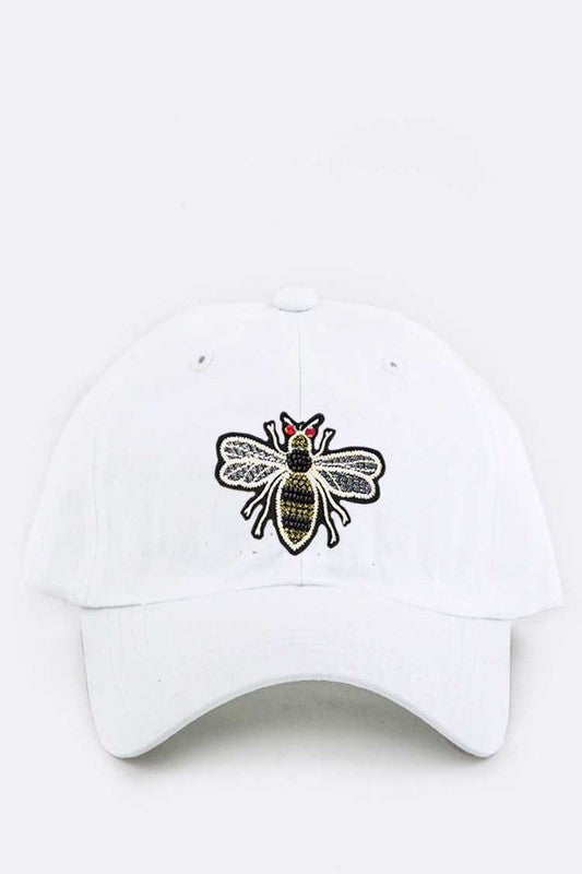 Bee Patch Embroidered Cotton Washed Cap