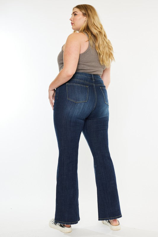 Gabbie Plus Size Dark Wash Mid Rise Flare Leg Jeans