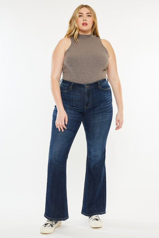 Gabbie Plus Size Dark Wash Mid Rise Flare Leg Jeans