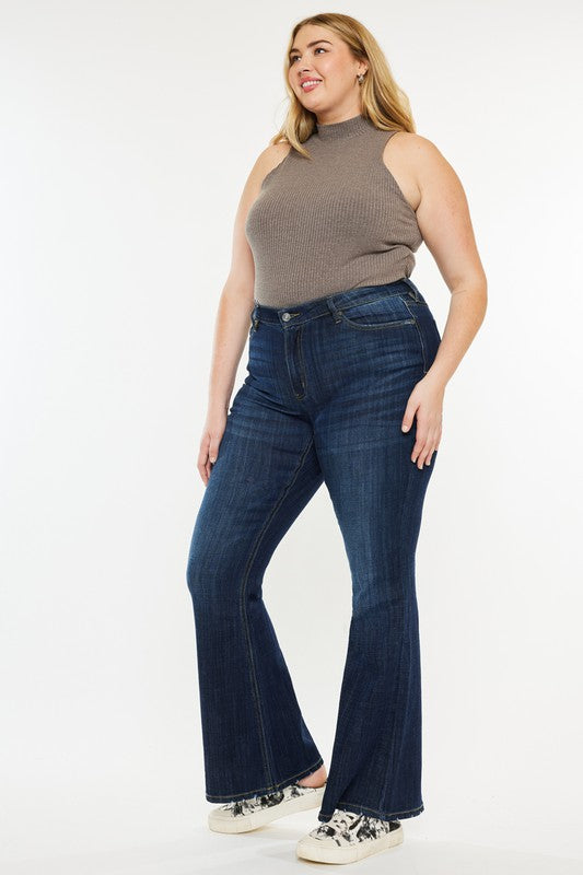 Gabbie Plus Size Dark Wash Mid Rise Flare Leg Jeans