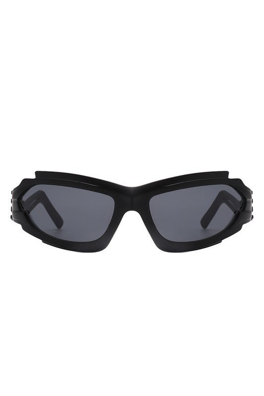 Nova Futuristic Rectangle Wrap Around Sunglasses