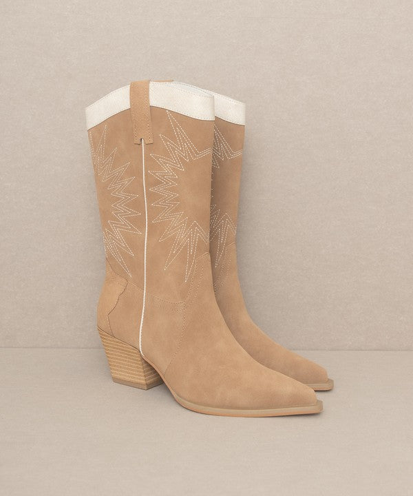 OASIS SOCIETY Halle - Contrast Trim Western Cowboy Boots