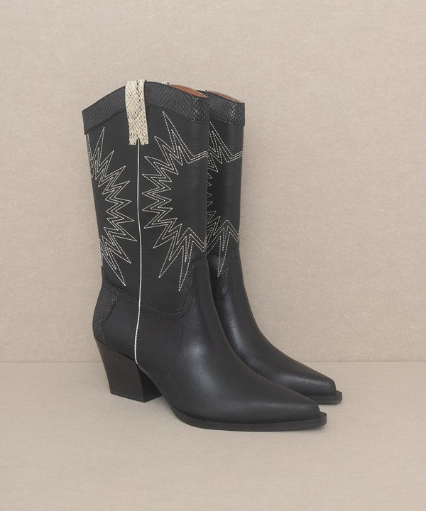 OASIS SOCIETY Halle - Contrast Trim Western Cowboy Boots