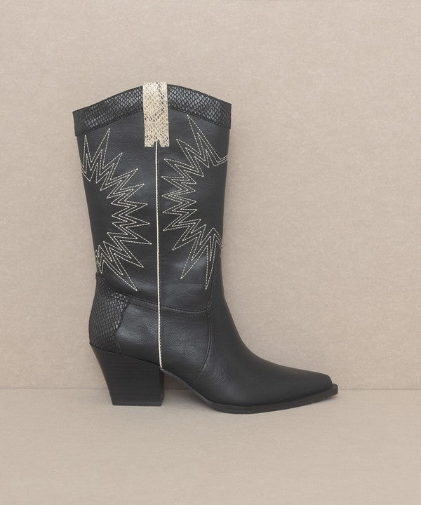 OASIS SOCIETY Halle - Contrast Trim Western Cowboy Boots