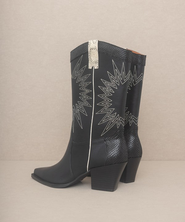 OASIS SOCIETY Halle - Contrast Trim Western Cowboy Boots