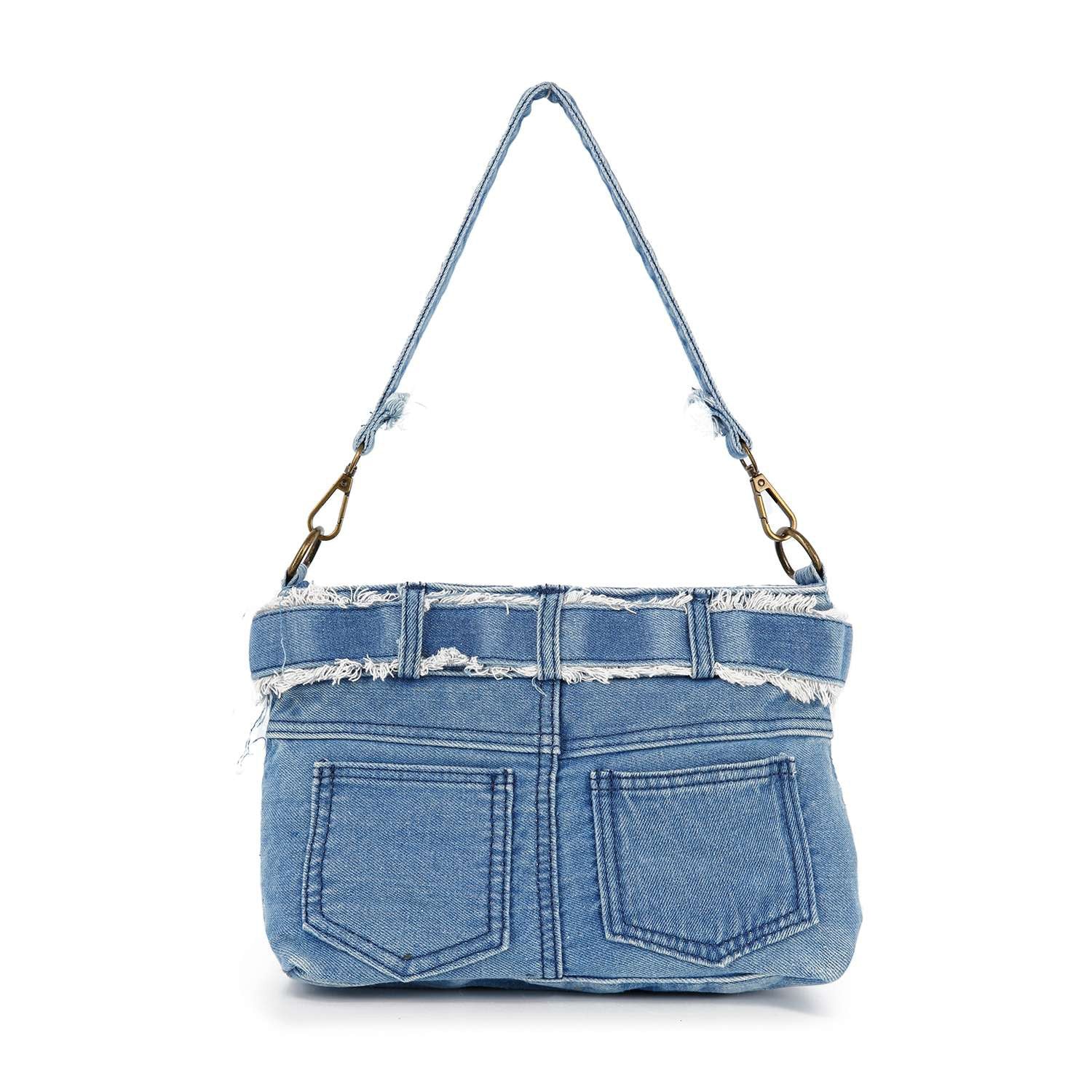 Queens Jeans Shaped Crossbody Denim Bag