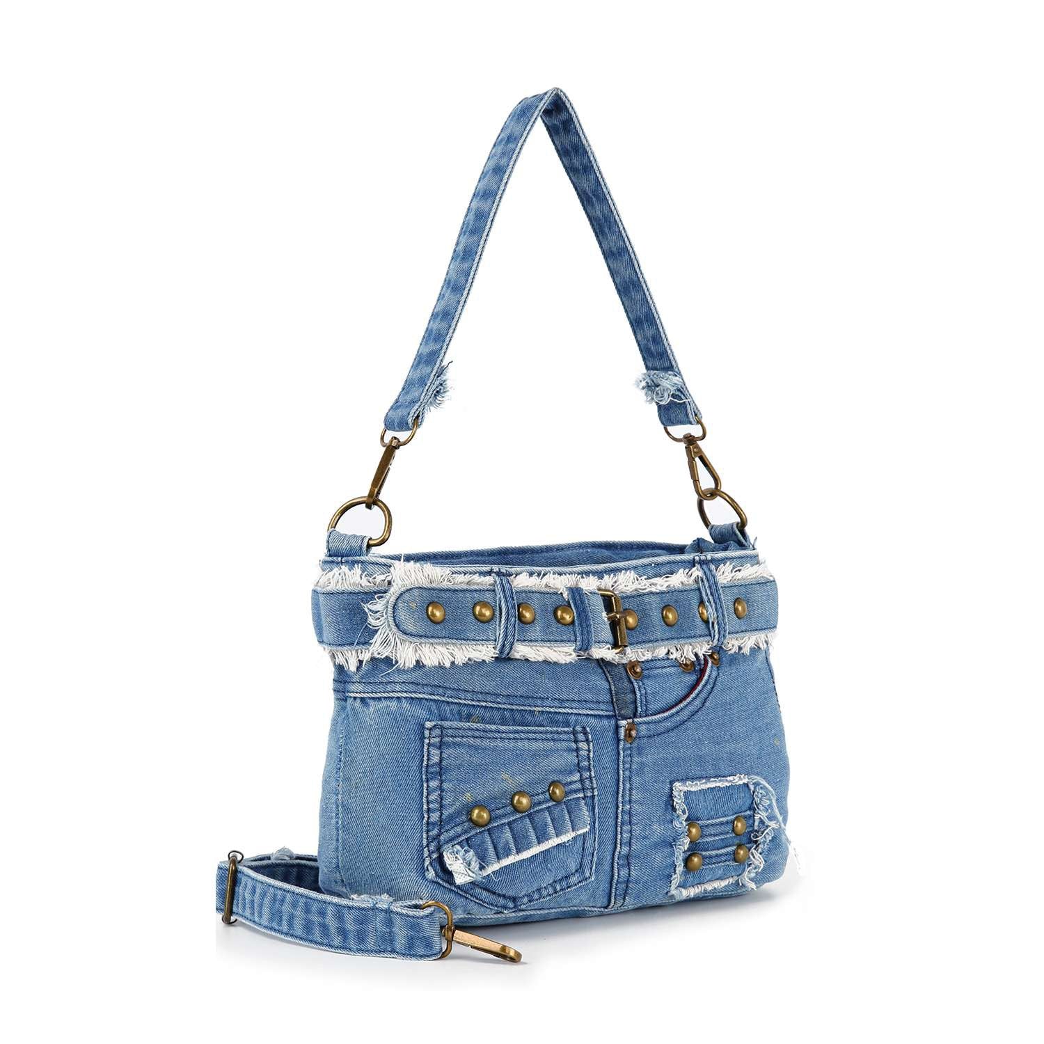 Queens Jeans Shaped Crossbody Denim Bag