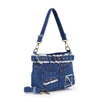 Queens Jeans Shaped Crossbody Denim Bag