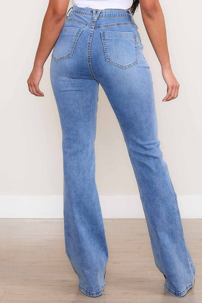 Sade Square Pocket Front High Rise Bootcut Jeans