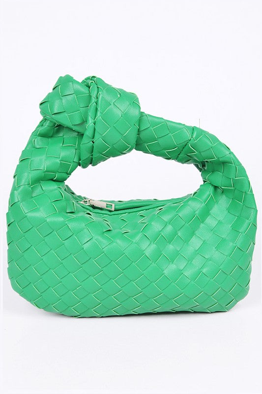 Trendy Braided Top Knot Faux Leather Clutch Handbag