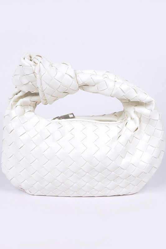 Trendy Braided Top Knot Faux Leather Clutch Handbag