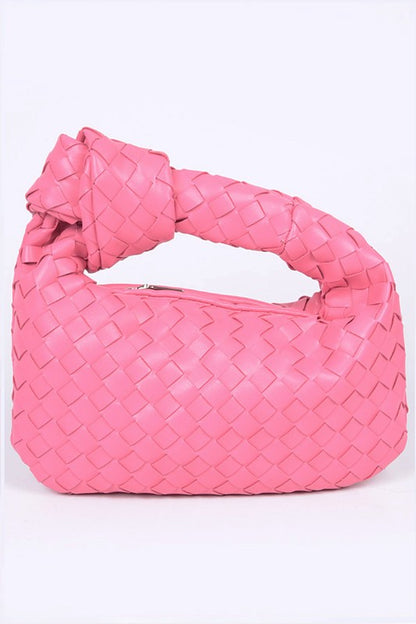 Trendy Braided Top Knot Faux Leather Clutch Handbag