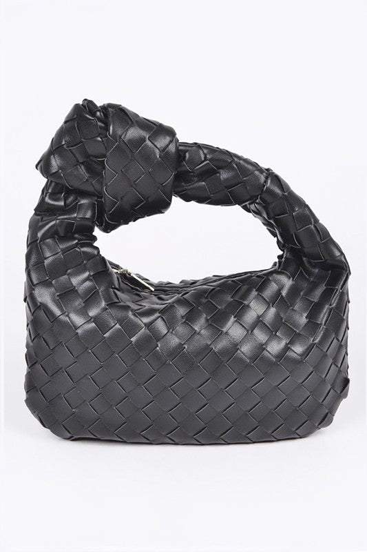 Trendy Braided Top Knot Faux Leather Clutch Handbag