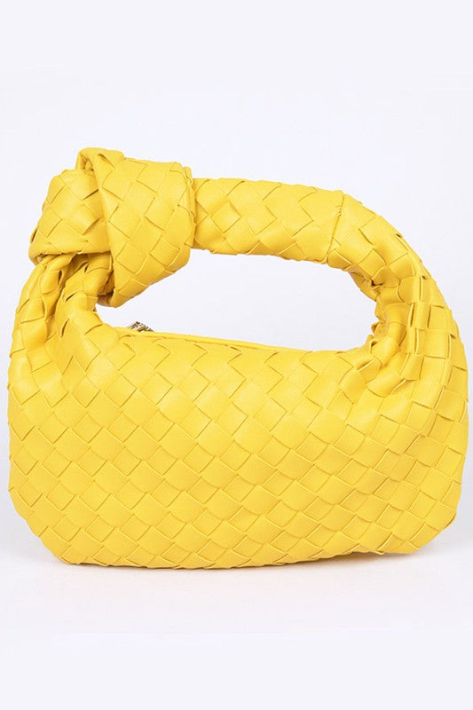 Trendy Braided Top Knot Faux Leather Clutch Handbag