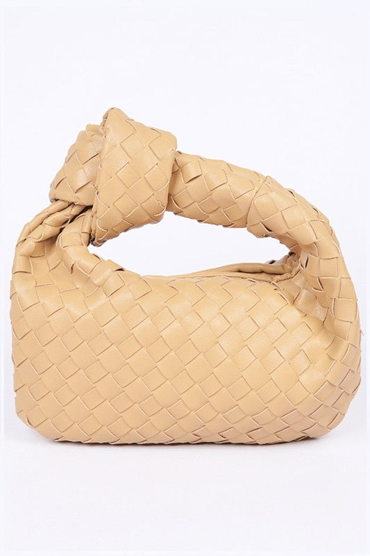 Trendy Braided Top Knot Faux Leather Clutch Handbag